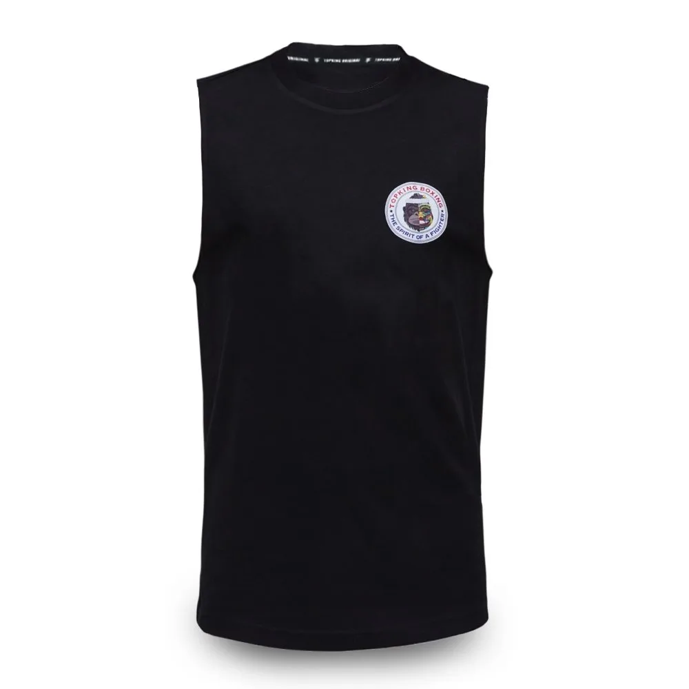 Мъжки потник Top King Sleeveless Shirt Black 032, преден план, изчистен дизайн с лого на гърдите