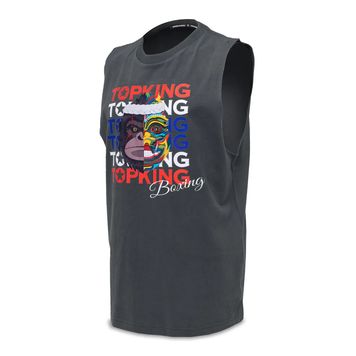 Мъжки сив потник Top King Sleeveless Shirt Grey 031, показан отпред, за спорт и фитнес