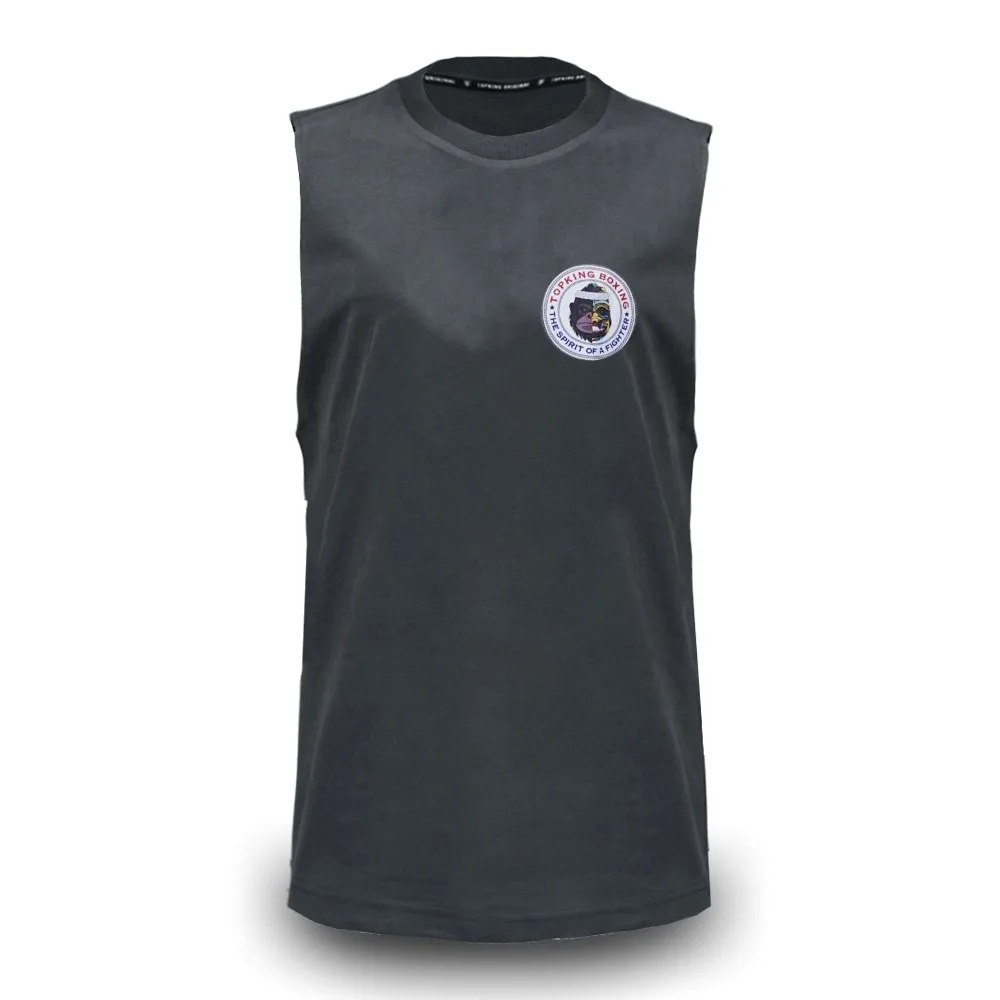 Мъжки потник Top King Sleeveless Shirt Grey 032 в сив цвят, показан отпред върху манекен, с ясно видимо лого на марката.