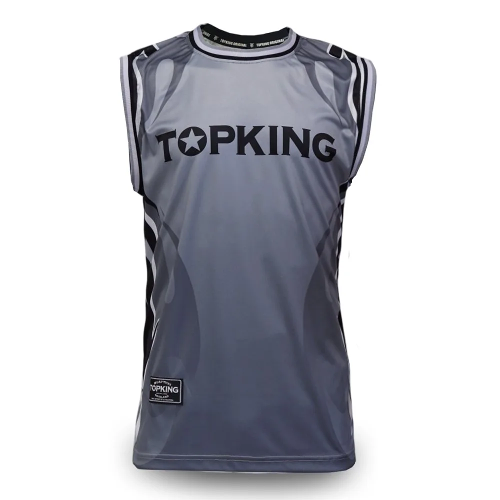Потник Top King Sleeveless Shirt Grey 033, изглед отпред, показващ сивия цвят и логото на Top King.