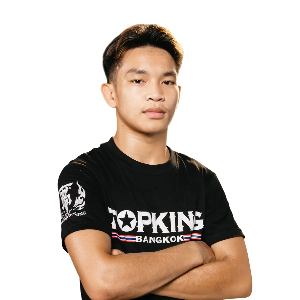 Черна тениска TOPKING T-SHIRT BLACK 029, сгъната, показваща изчистения дизайн и материята.