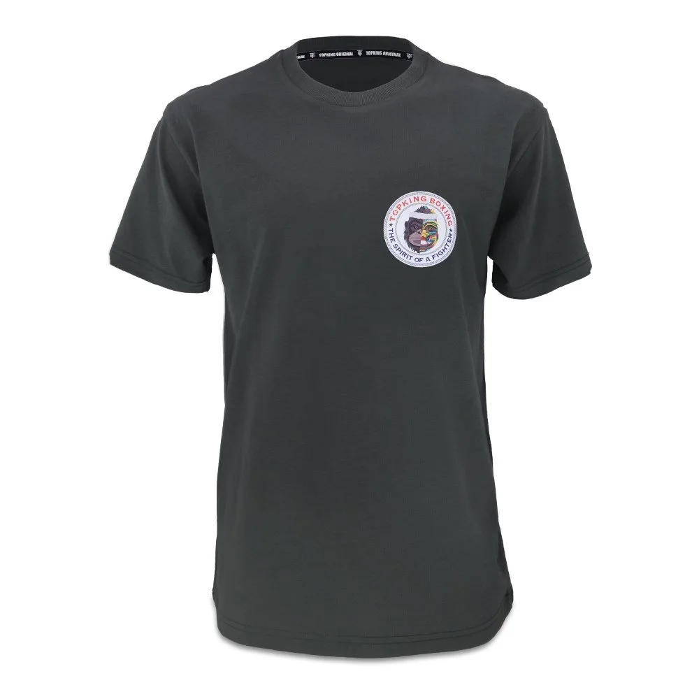 Мъжка тениска Top King T-Shirt Grey 032 в сив цвят, преден изглед, с логото на марката Top King на гърдите.