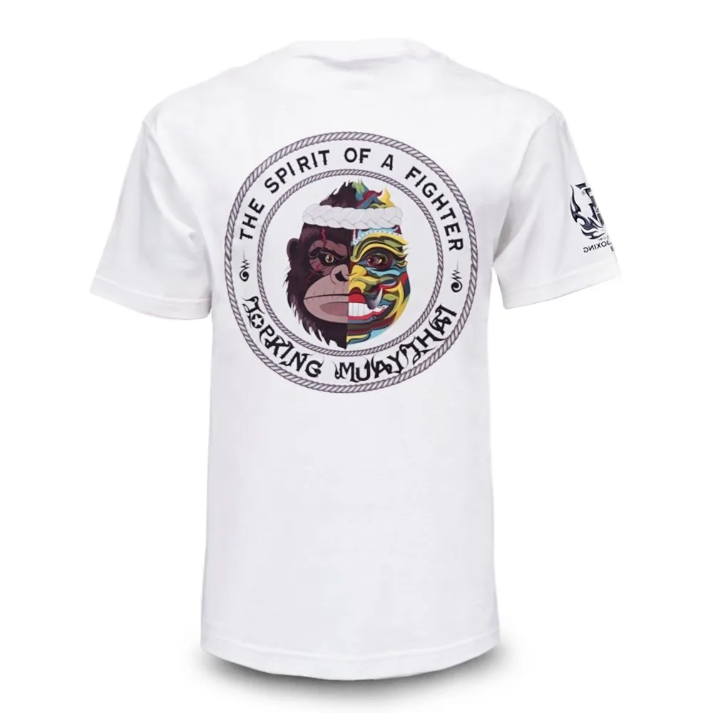 Детайлен изглед на материята и кройката на бялата тениска Top King TOPKING T-SHIRT WHITE 029, подчертаващ качеството на изработка.