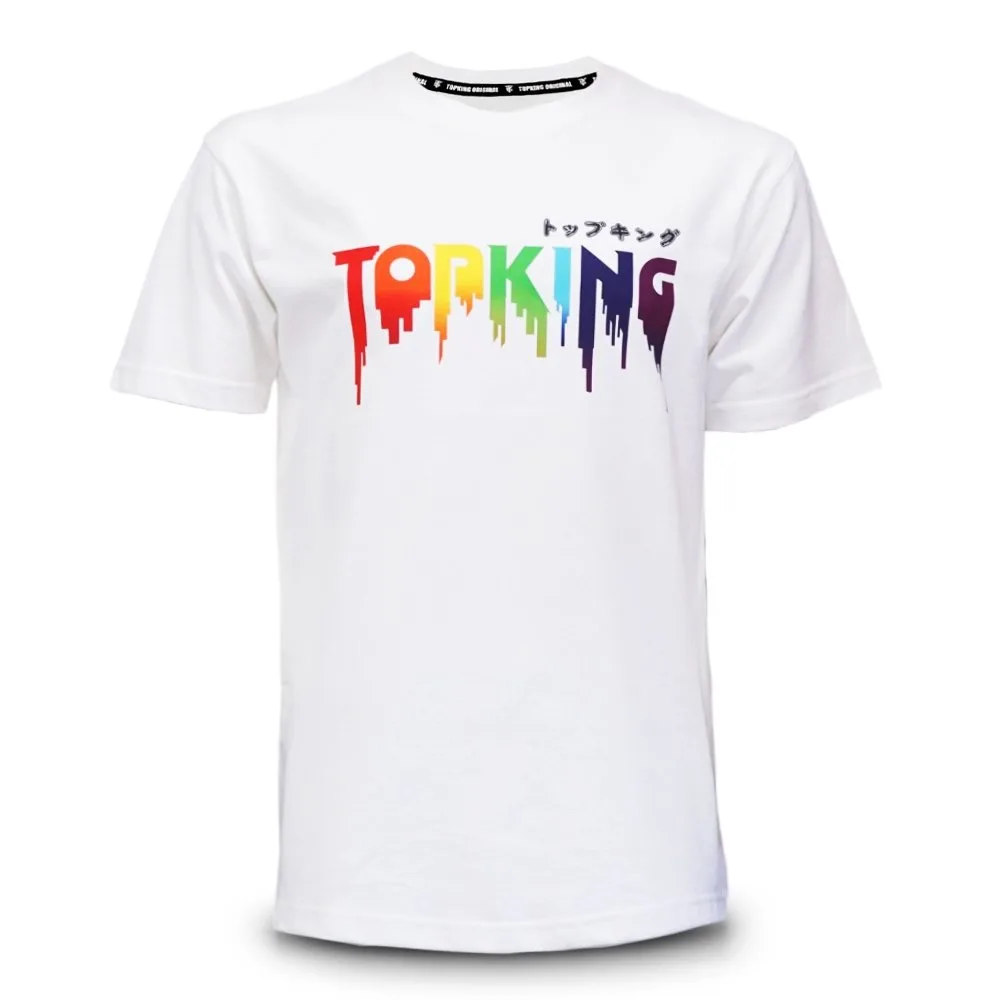 Бяла тениска Top King модел 033, изглед отпред с логото на марката Top King