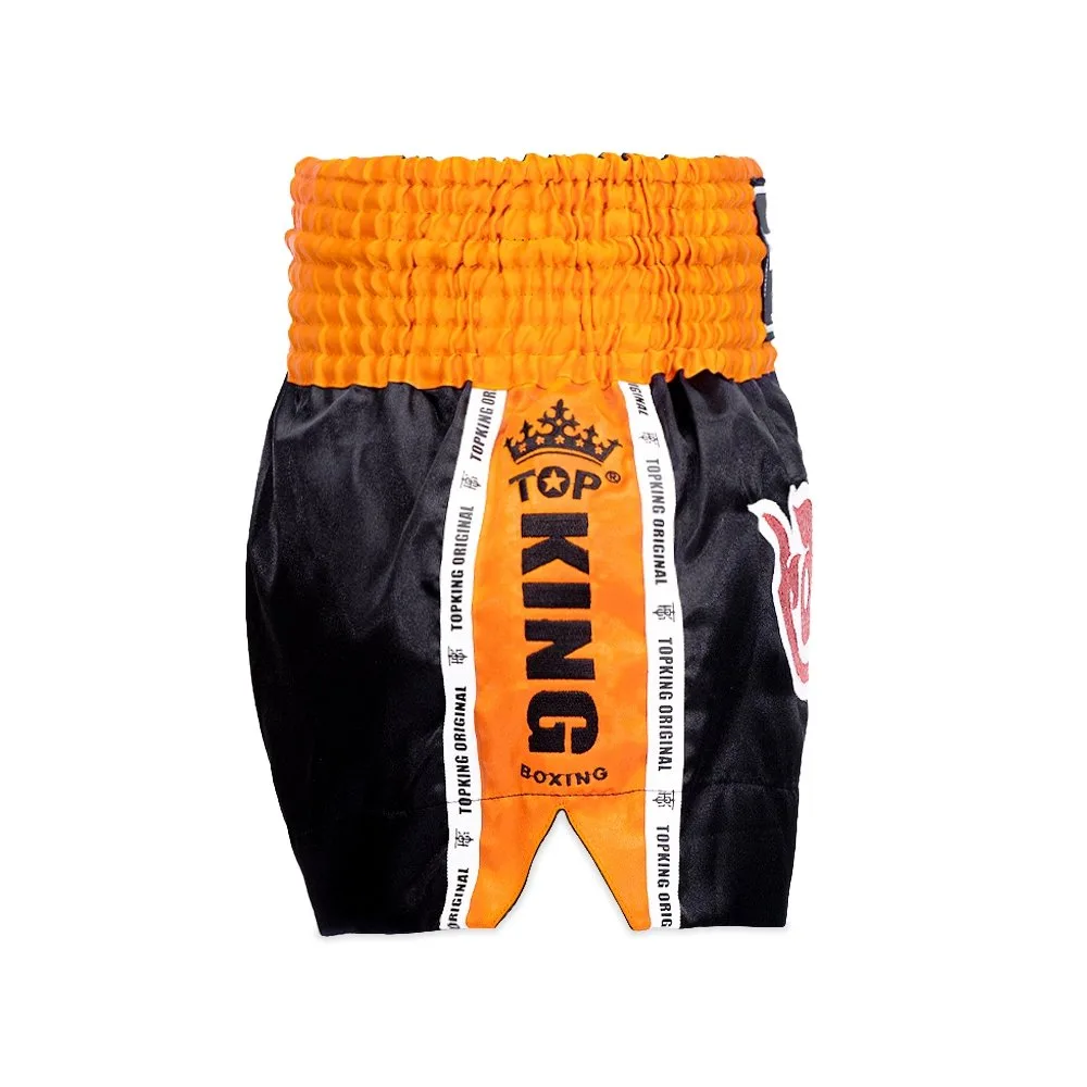 Детайлна снимка на шортите TOPKING THAI BOXING SHORTS 044, показваща еластичната талия и кройката за свобода на движение.