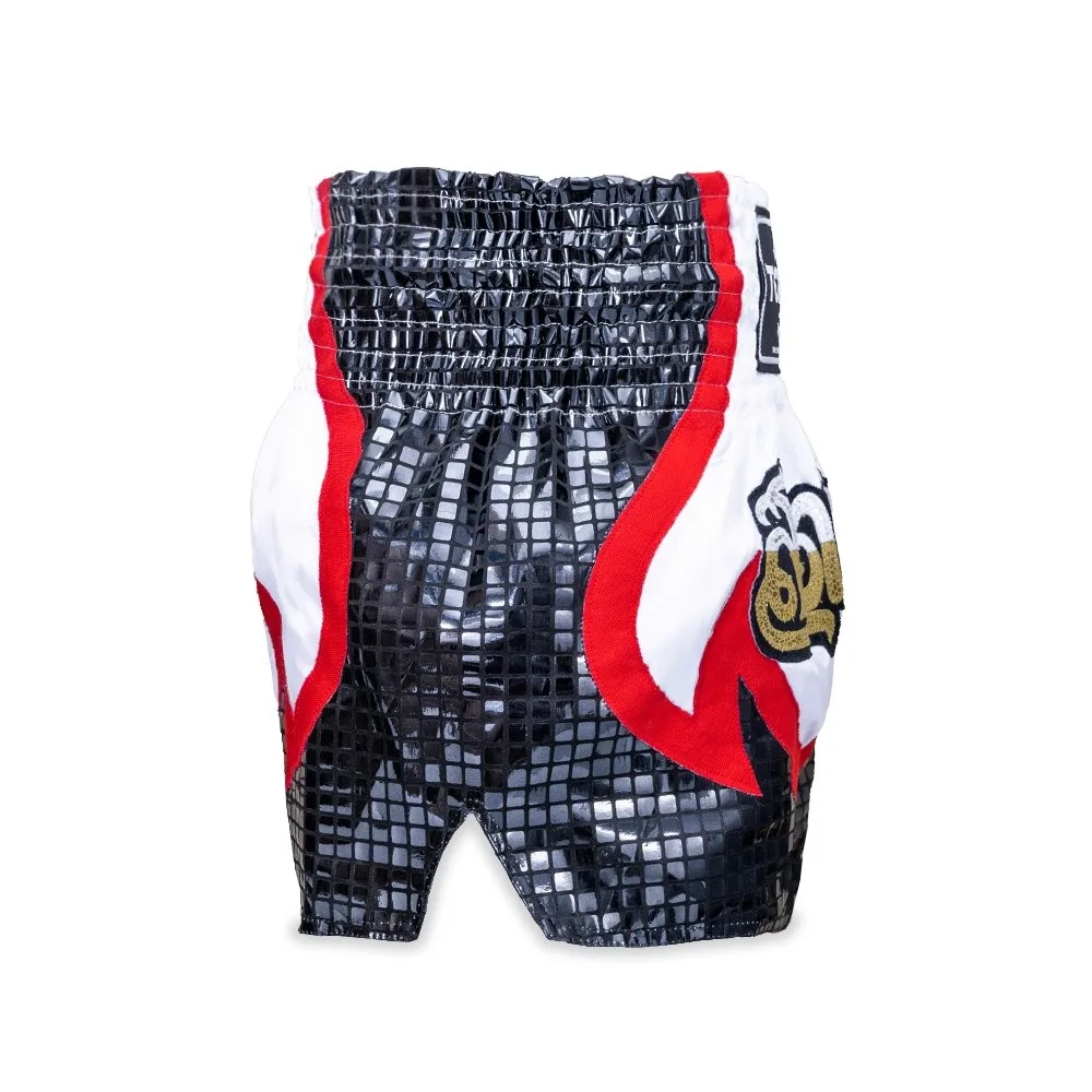 Детайлен изглед на колана и логото на Top King на шорти Top King Thai Boxing Shorts 065.