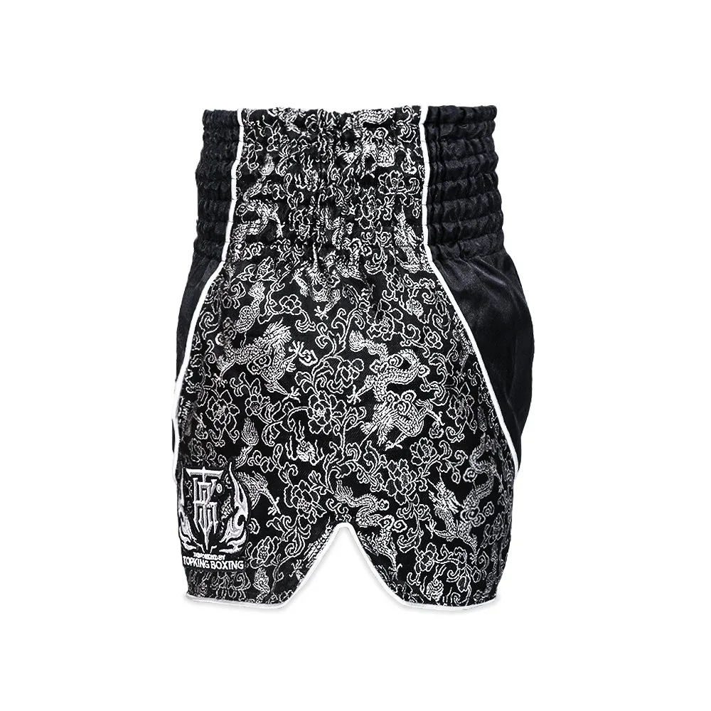 TOPKING THAI BOXING SHORTS 088 - детайлен изглед на еластичния колан и логото на Top King