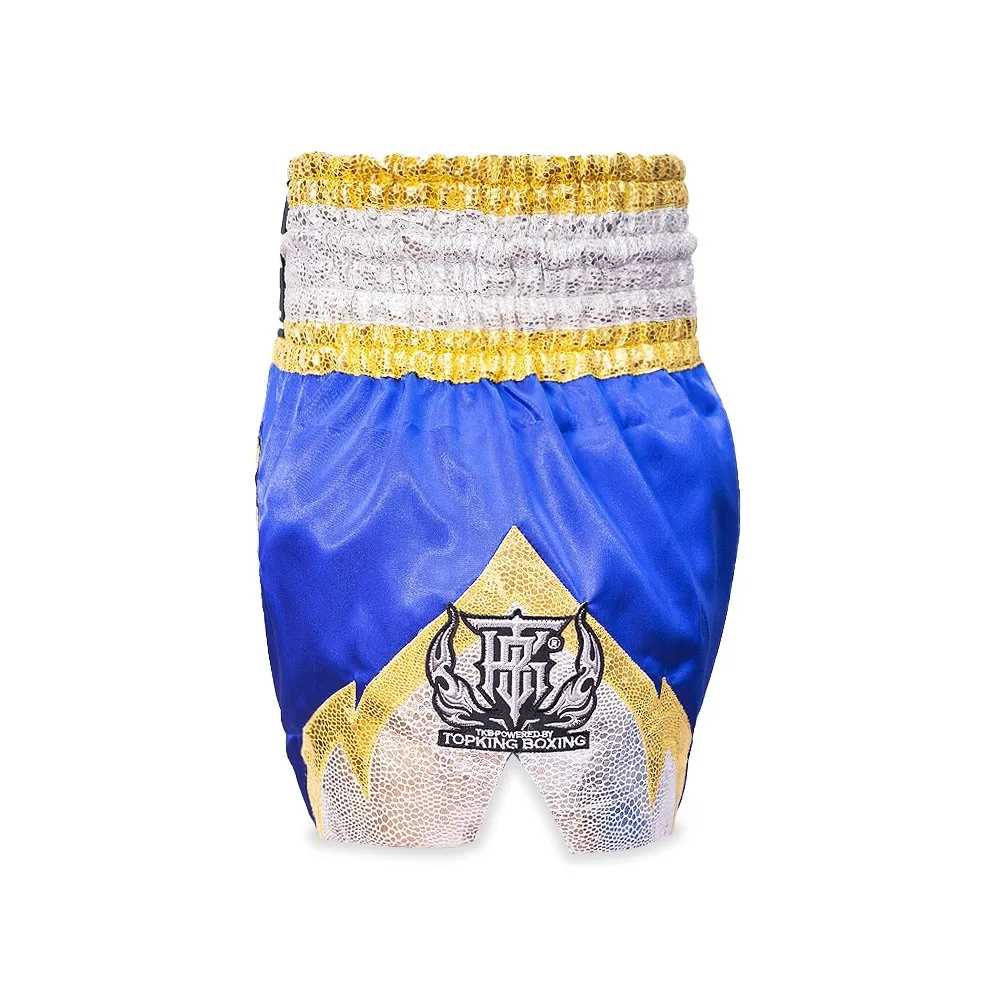 TOPKING THAI BOXING SHORTS 093, детайлен изглед на ластичния колан и шевовете.