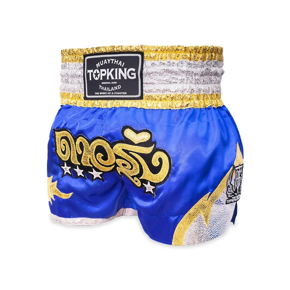 TOPKING THAI BOXING SHORTS 093, преден изглед, показващ дизайна и логото на Top King.