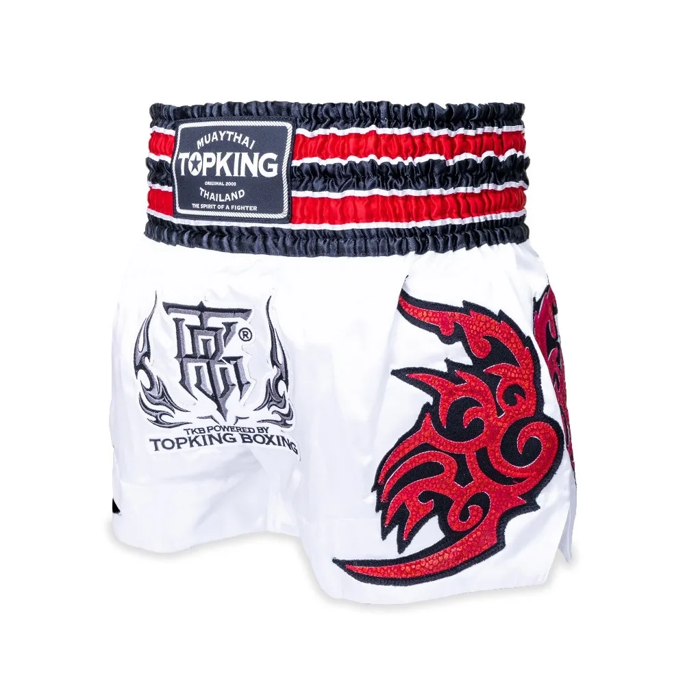 Преден изглед на шорти Top King Thai Boxing Shorts 098, показващ дизайна и логото на марката.