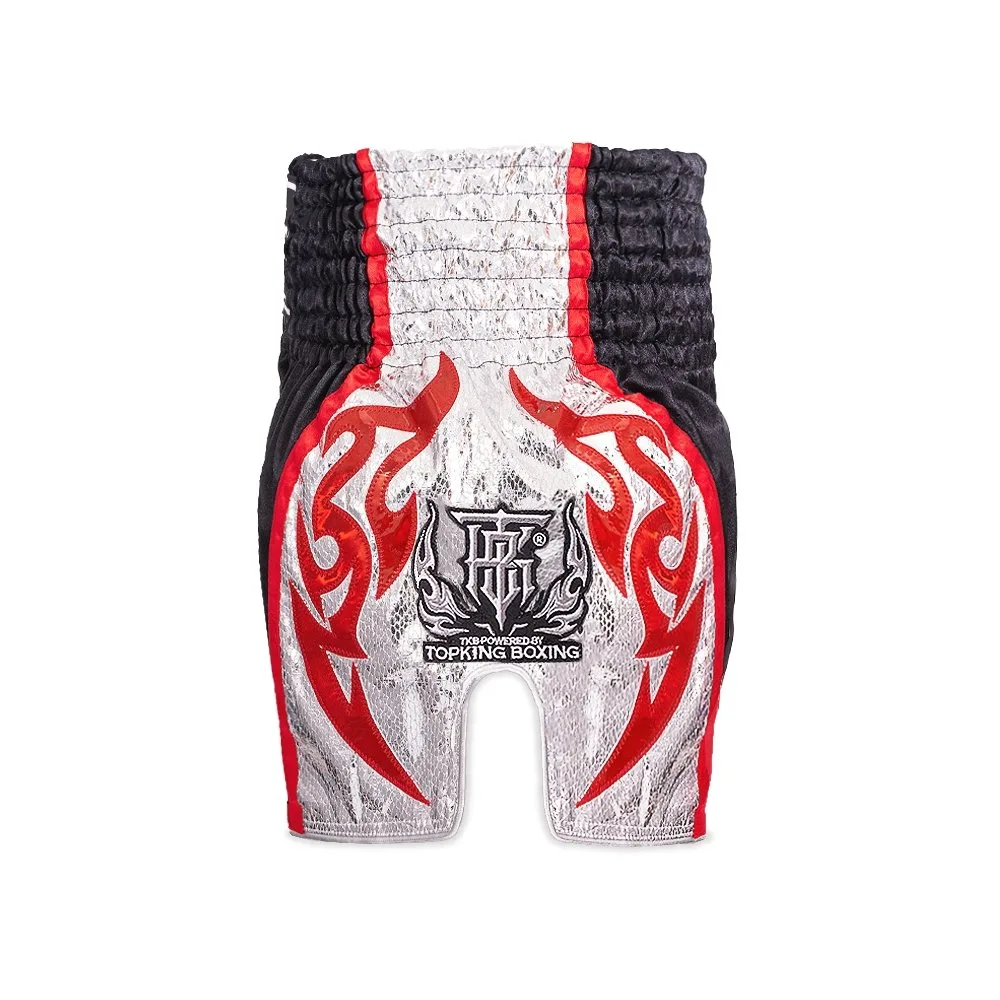 TOPKING THAI BOXING SHORTS 122 – детайл на еластичния колан и логото на Top King