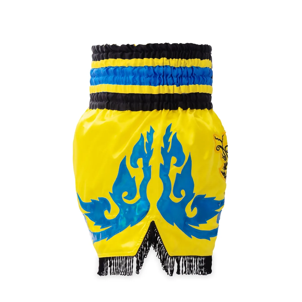 Детайлен изглед на колана и логото на шорти Top King Thai Boxing Shorts 150.