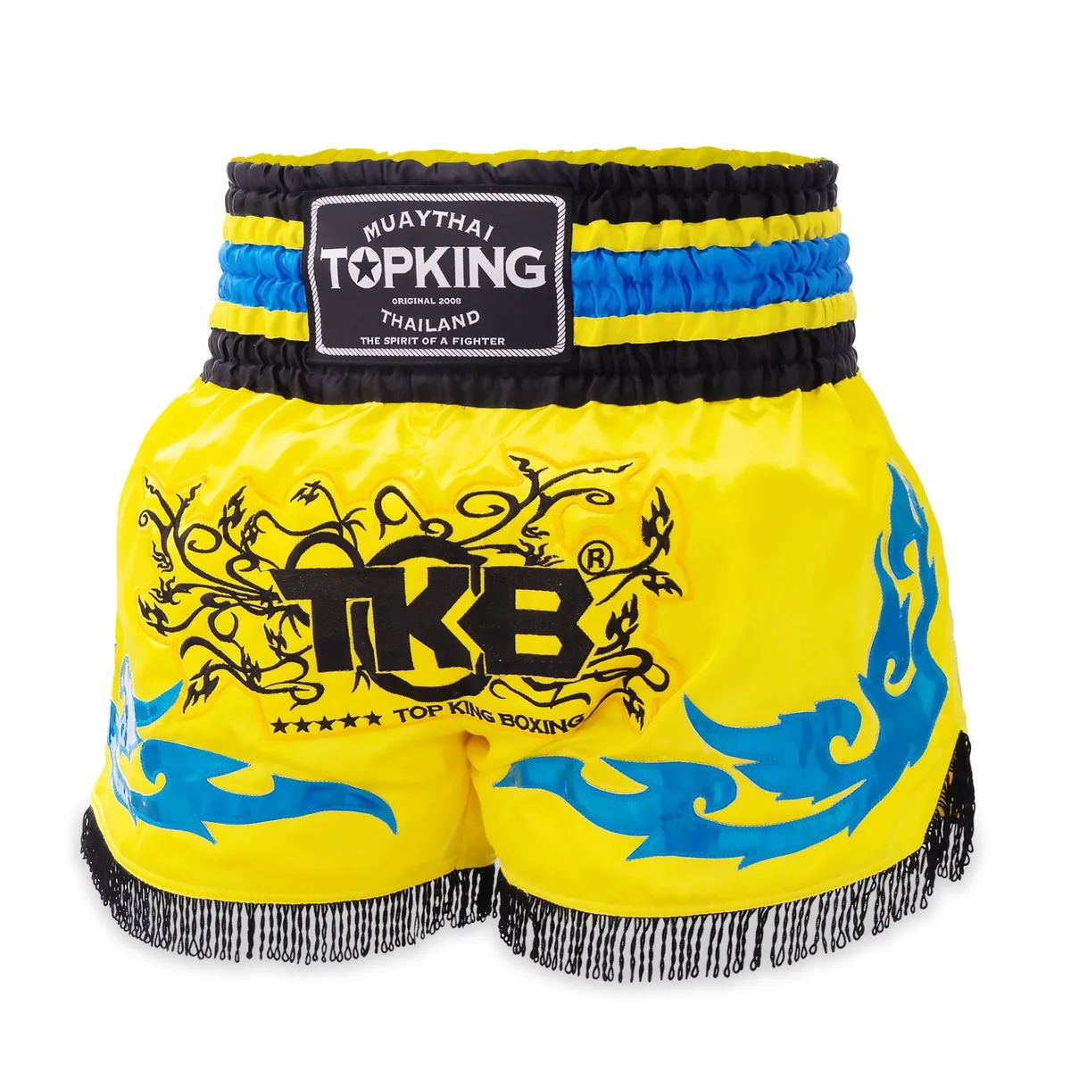Преден изглед на шорти Top King Thai Boxing Shorts 150, показващ марката и дизайна.
