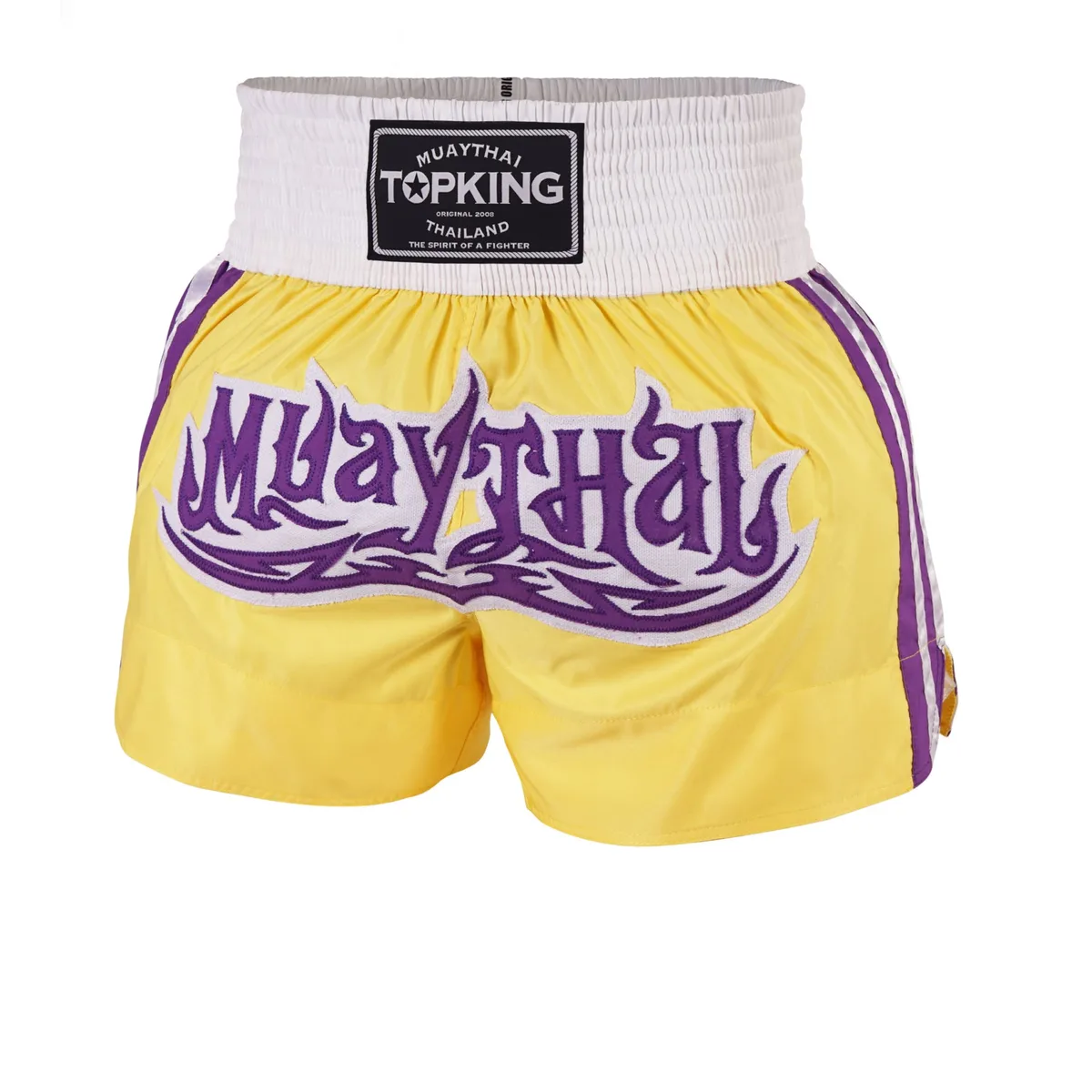 Шорти за муай тай Top King Thai Boxing Shorts 219 в техния специфичен цвят, демонстриращи традиционен дизайн и детайли
