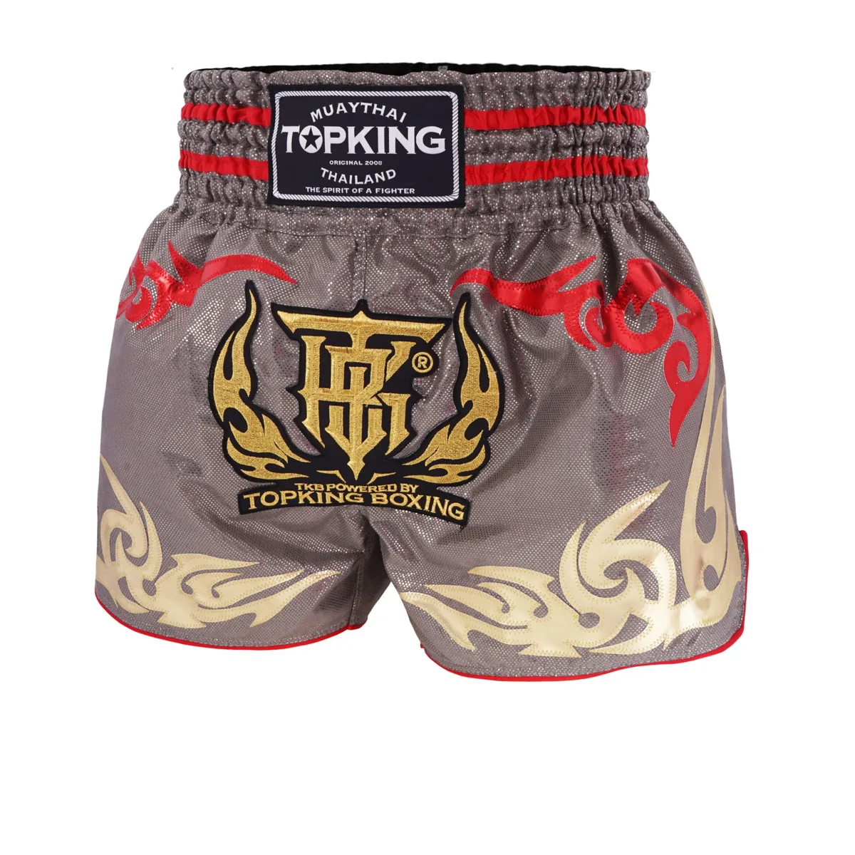 Преден изглед на шорти Top King Thai Boxing Shorts 235, демонстриращ дизайна и ластика на талията.