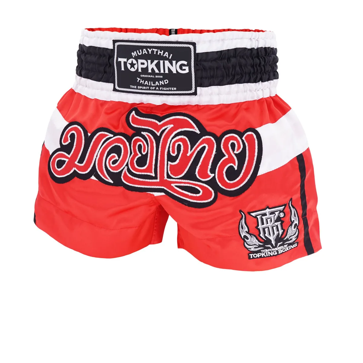 Шорти Top King Thai Boxing Shorts 240, показани отпред, с акцент върху дизайна и логото.
