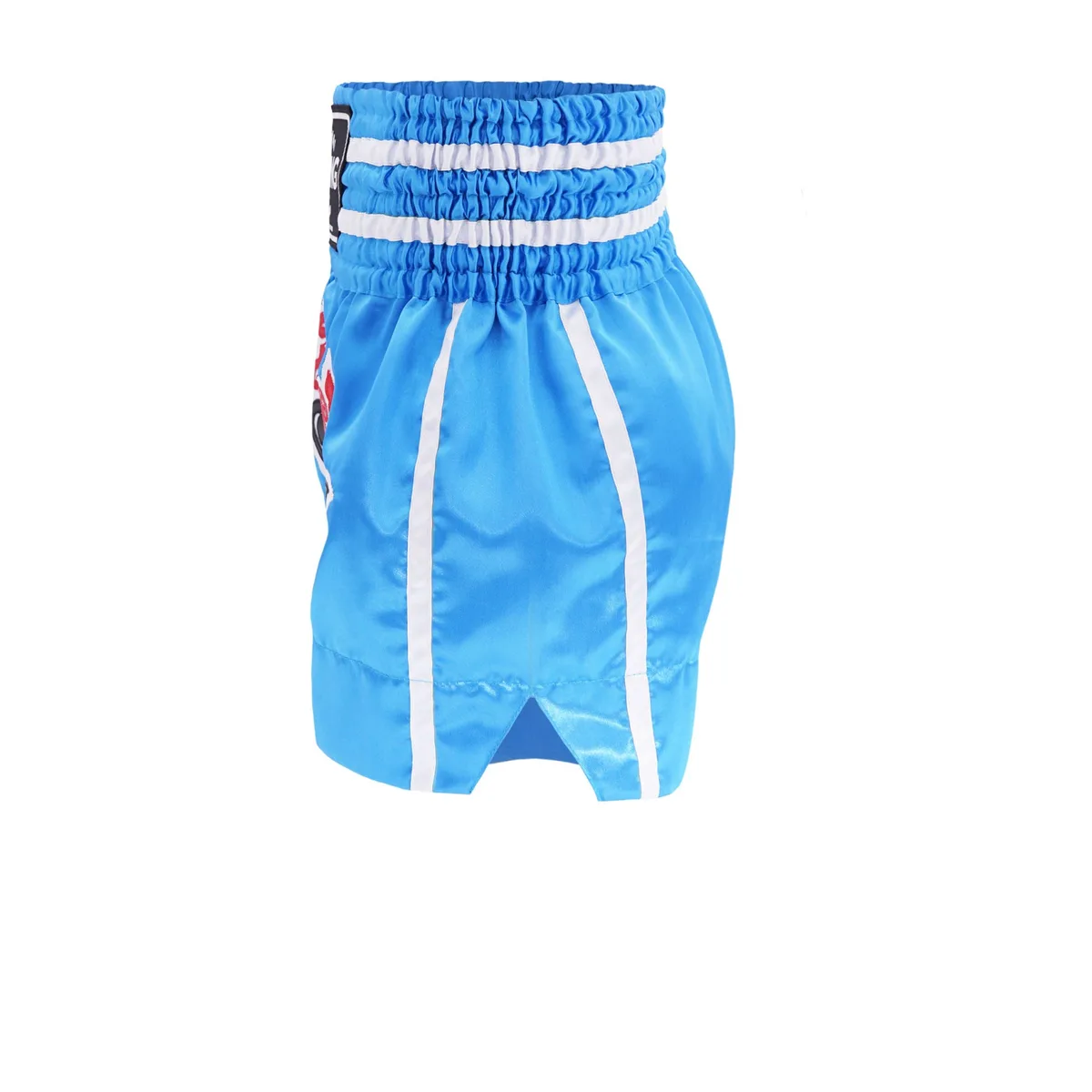 Детайлна снимка на шортите Top King Thai Boxing Shorts 241, акцентираща върху ластичния колан и страничните цепки.