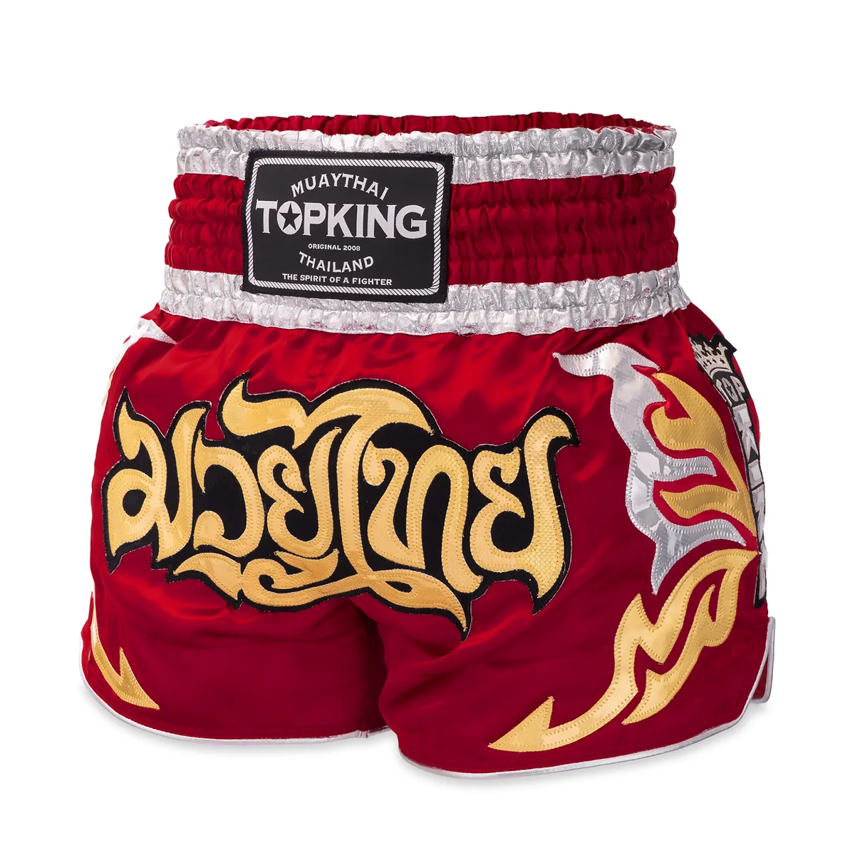 Шорти за муай тай Top King Thai Boxing Shorts 273, преден изглед, показващ дизайна и логото.