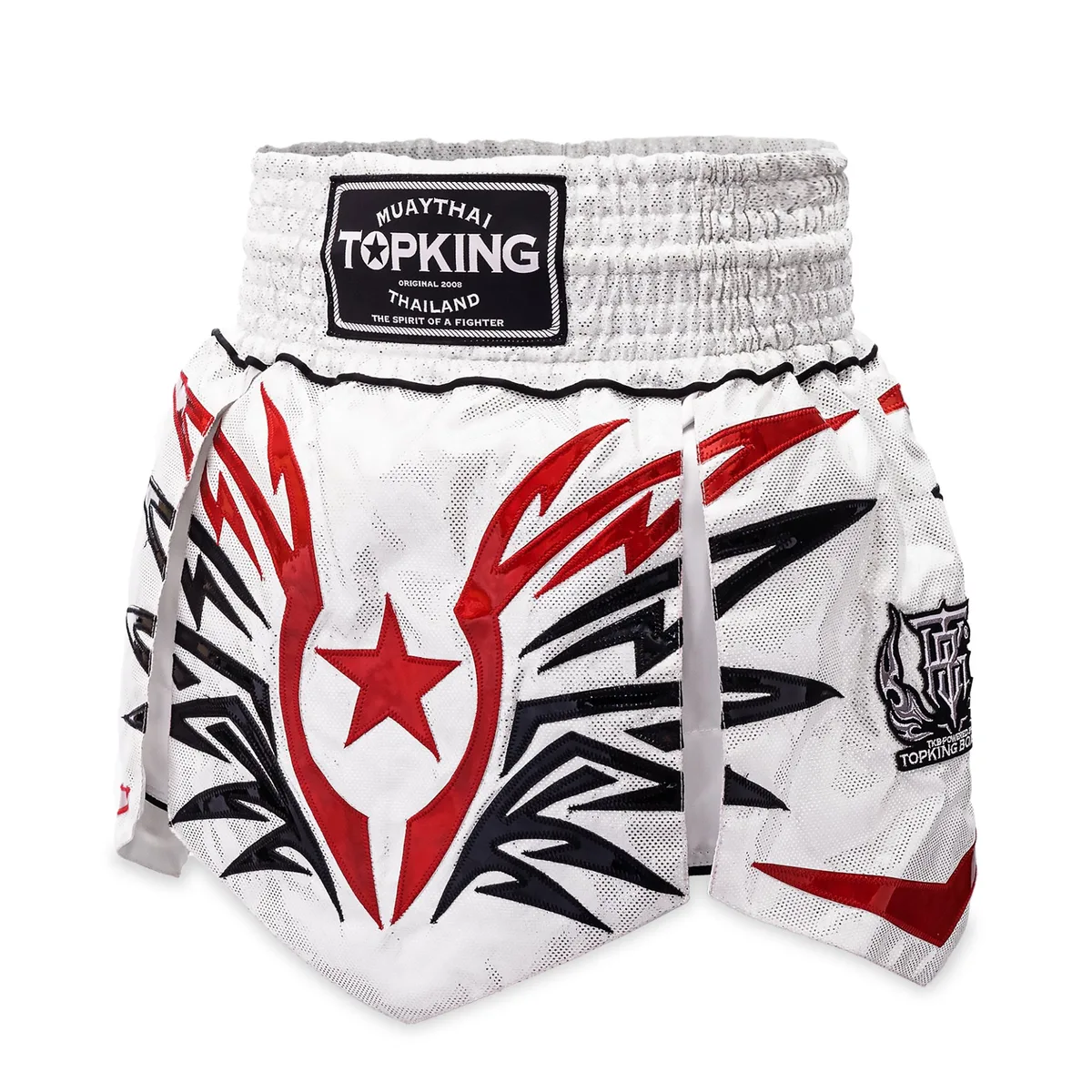 Преден изглед на шорти Top King Thai Boxing Shorts 275, показващ марката и дизайна