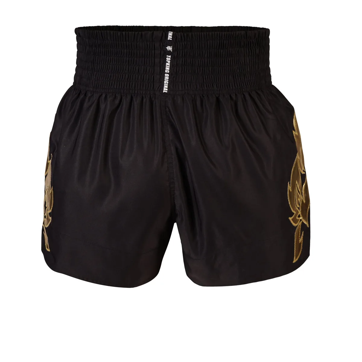 Шорти Top King Thai Boxing Shorts Black 229, сгънати, показващи материята и общия дизайн.