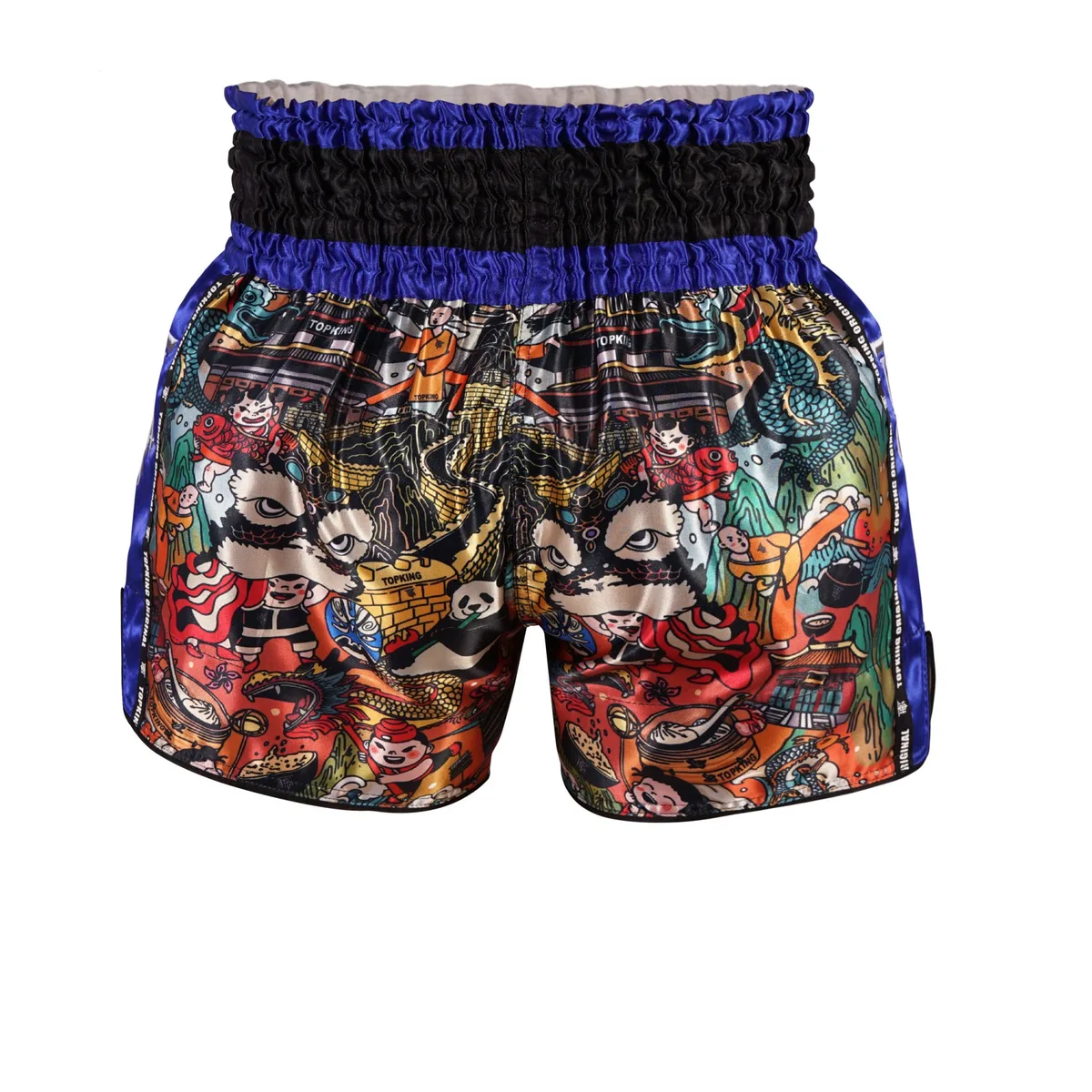 Заден изглед на син шорт за муай тай Top King Thai Boxing Shorts Blue 226