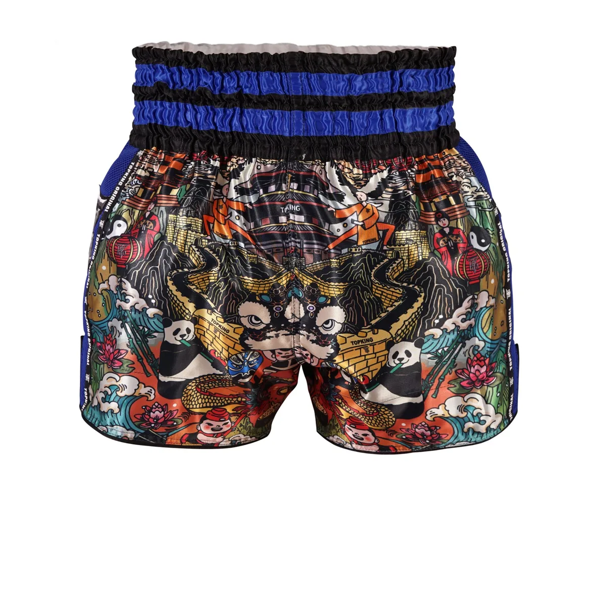 TOPKING THAI BOXING SHORTS BLUE 227, изглед отзад, подчертаващ еластичния колан