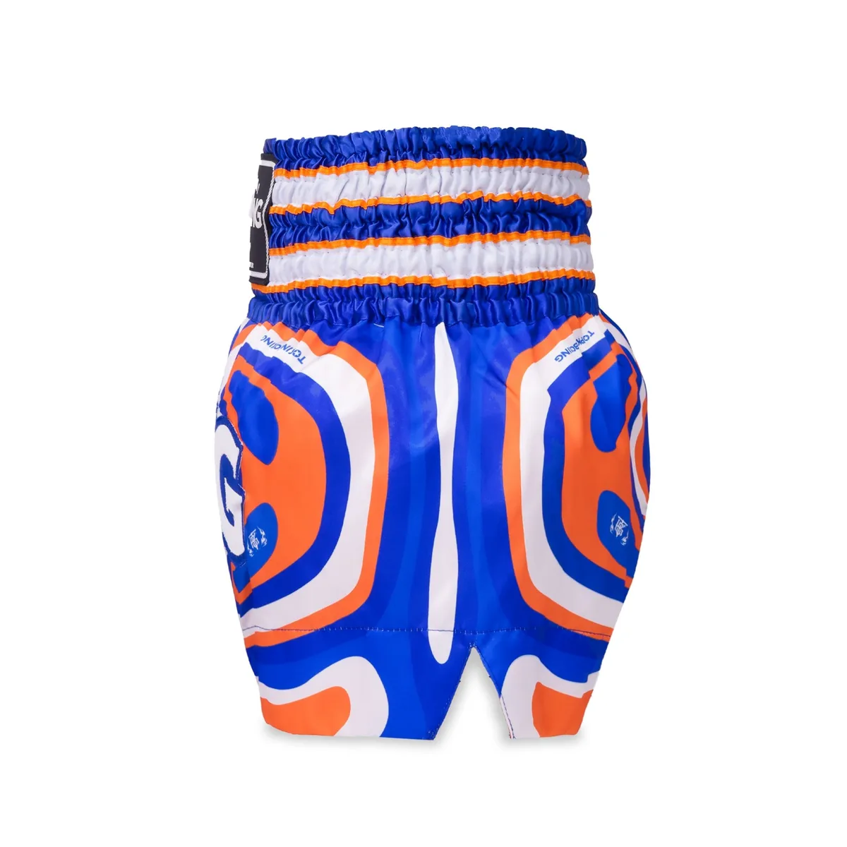 TOPKING THAI BOXING SHORTS BLUE 251 – изглед отстрани, показващ широката кройка за свобода на движение