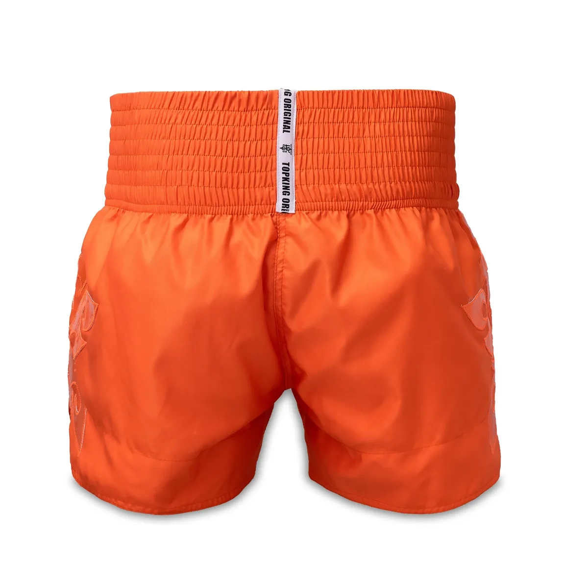 Заден изглед на оранжеви шорти за Муай Тай Top King Thai Boxing Shorts Orange 258