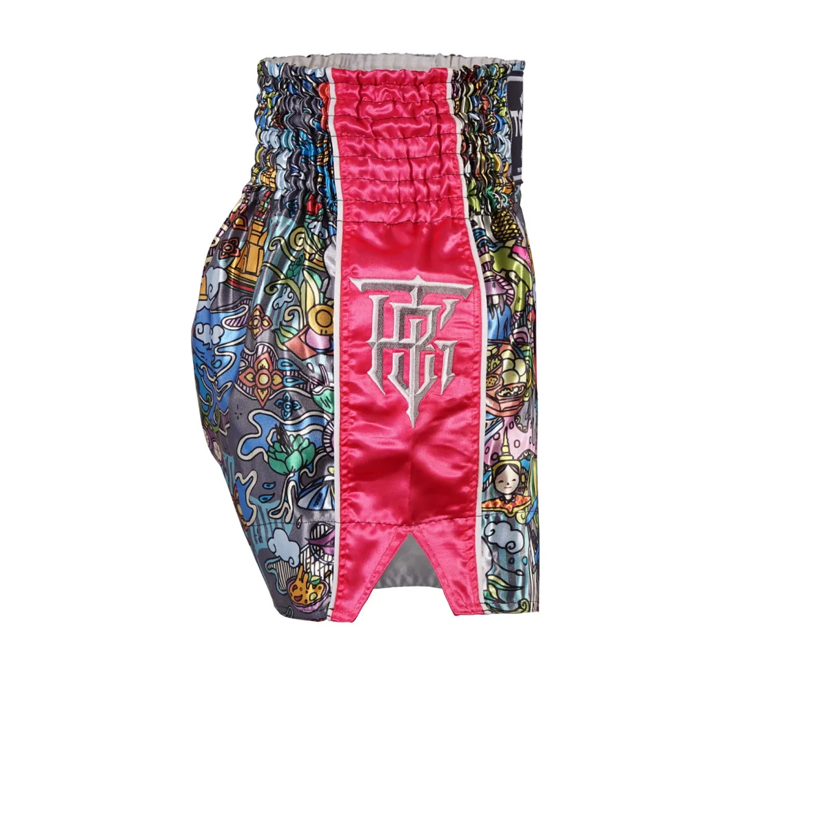 Шорти Top King Thai Boxing Shorts Pink 225, страничен изглед, показващ кройката