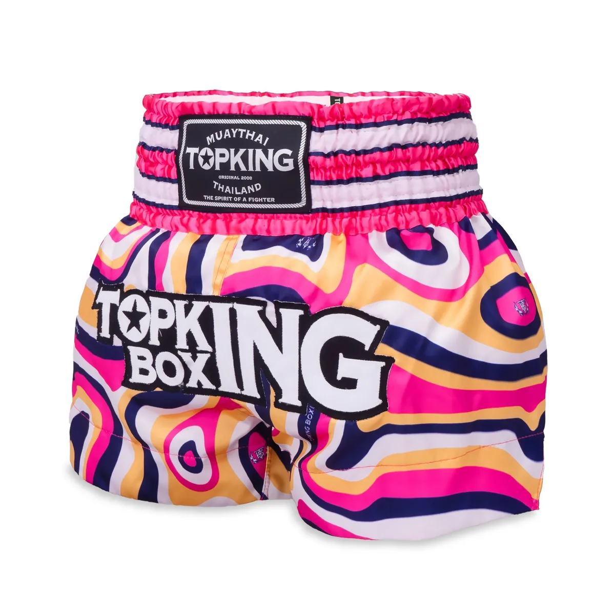 Розови шорти за муай тай Top King Pink 251, показани отпред на бял фон.