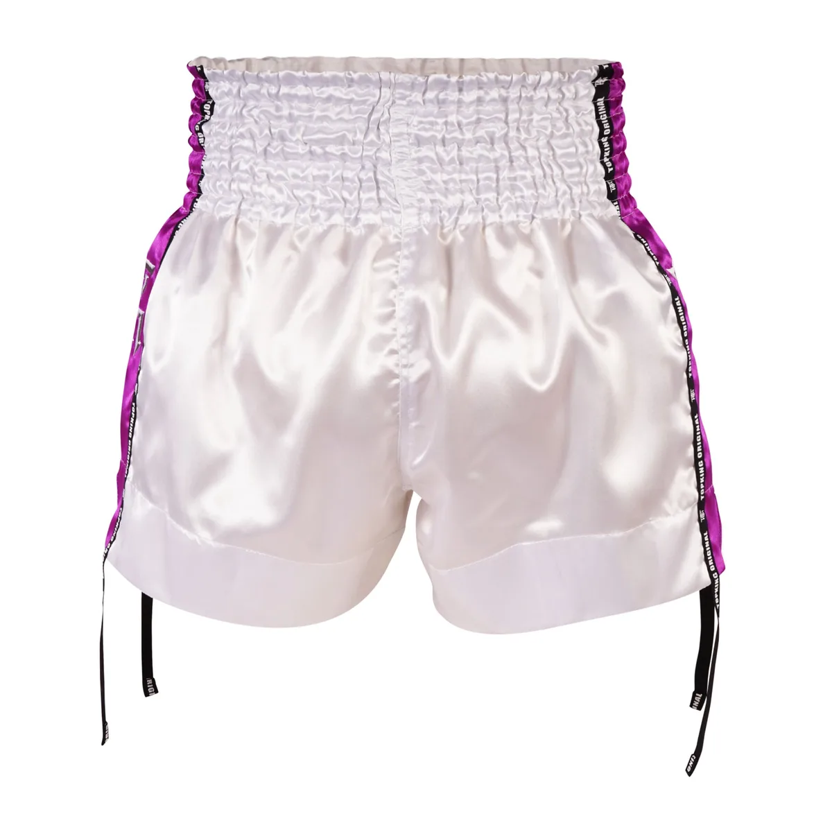 Заден изглед на лилавите шорти Top King Thai Boxing Shorts Purple 201, показващ цялостния дизайн и качество на изработка.