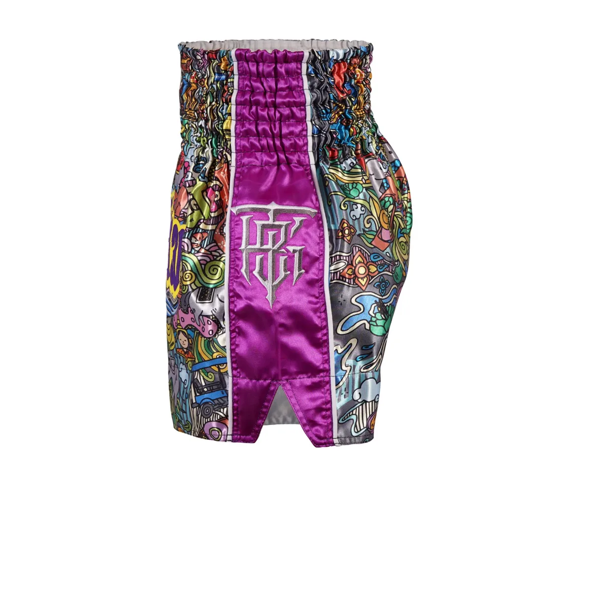 Шорти Top King Thai Boxing Shorts Purple 225, заден изглед, подчертаващ виолетовия цвят и цялостния дизайн.