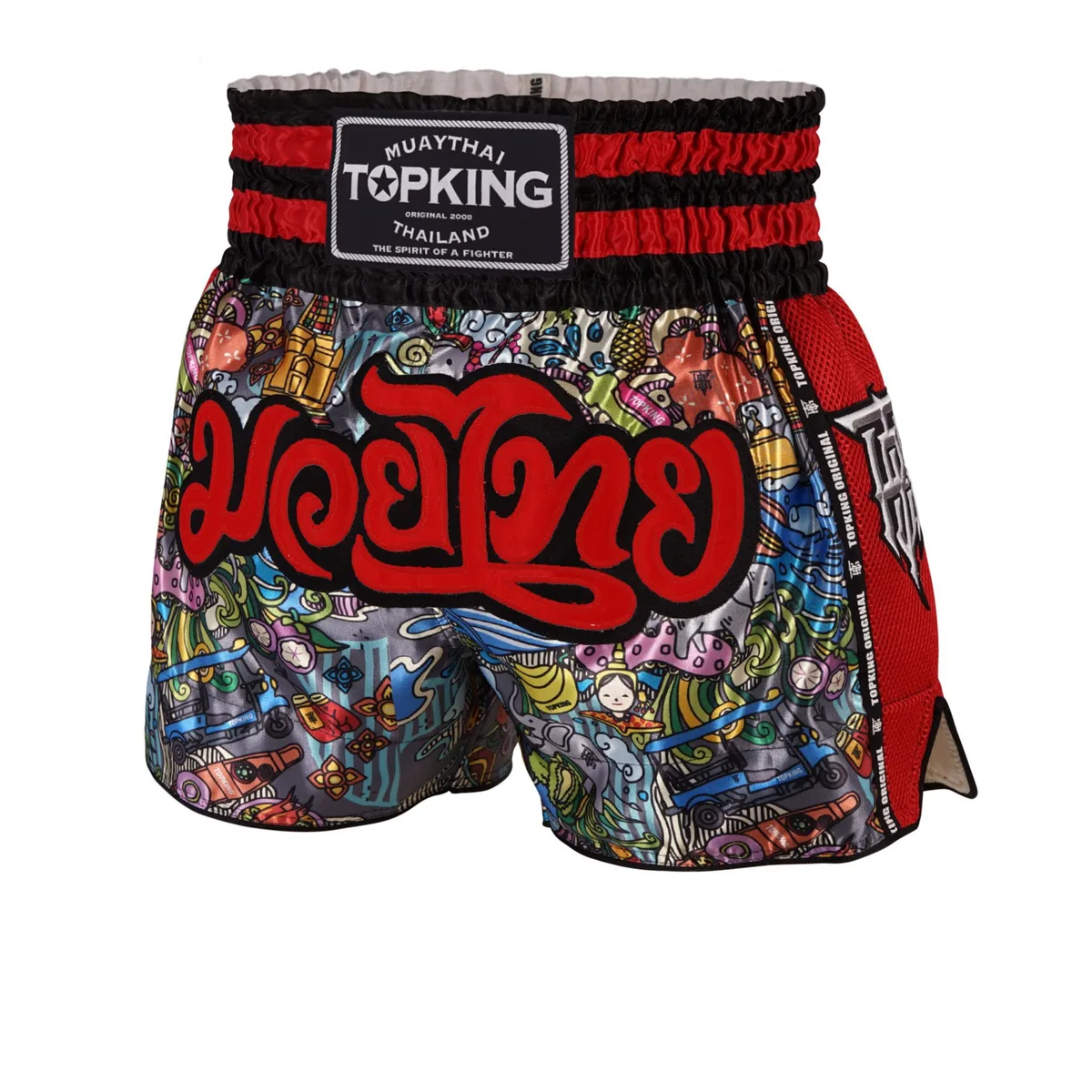 Червени шорти за муай тай Top King Red 223, изглед отпред