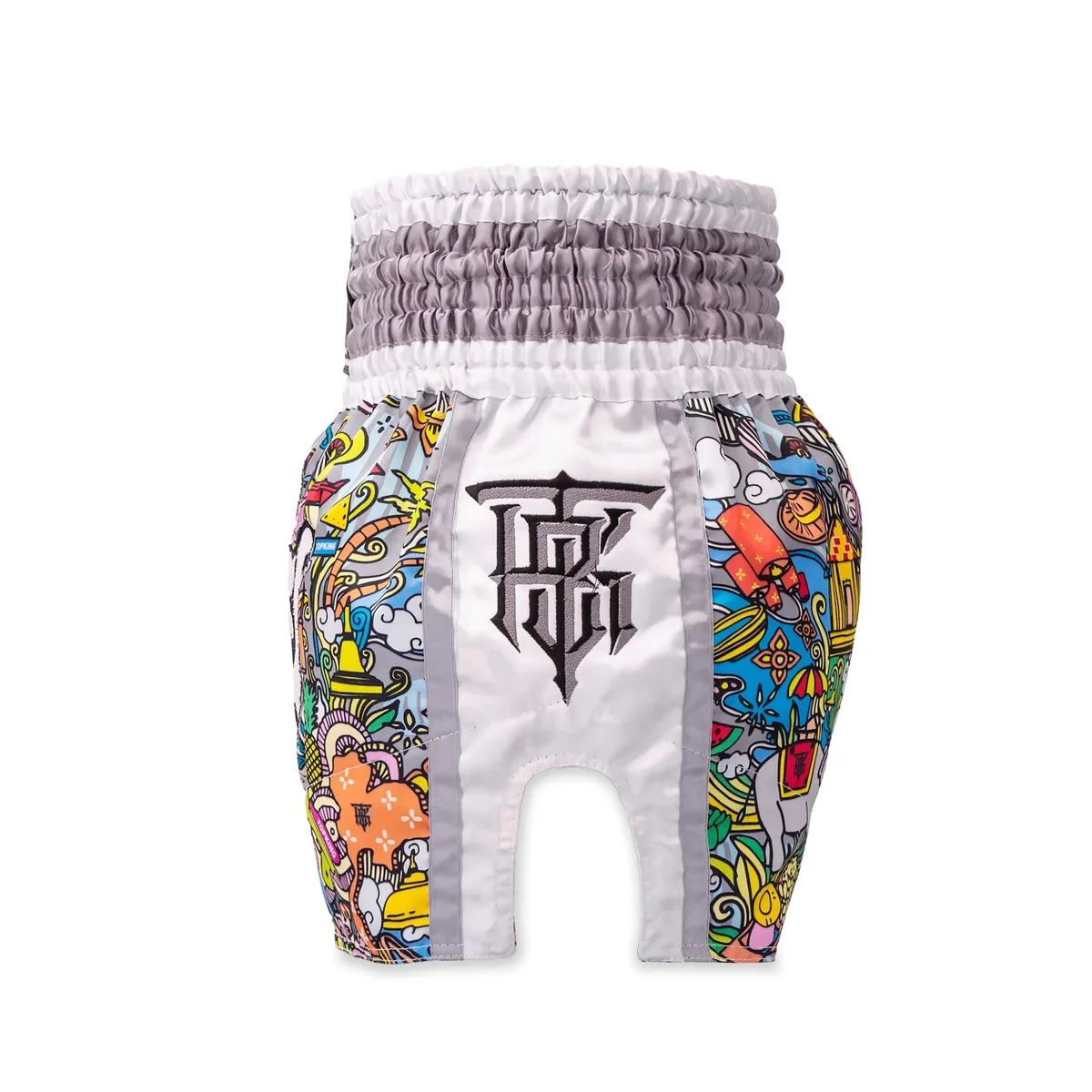 Шорти Top King Thai Boxing White 263, представени отстрани, акцентиращи на кройката