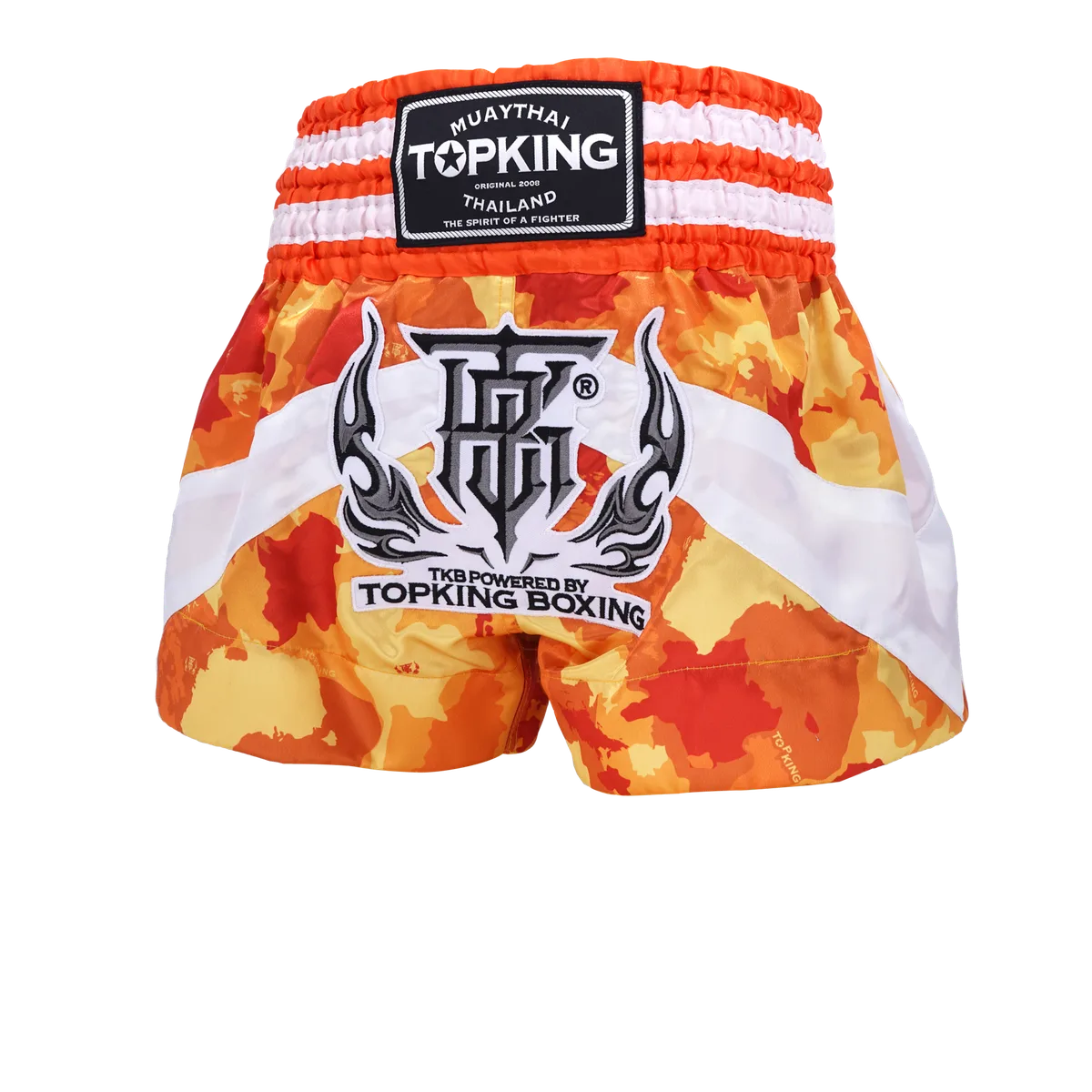 Шорти за муай тай Top King Camouflage Orange 249 с оранжев камуфлажен десен