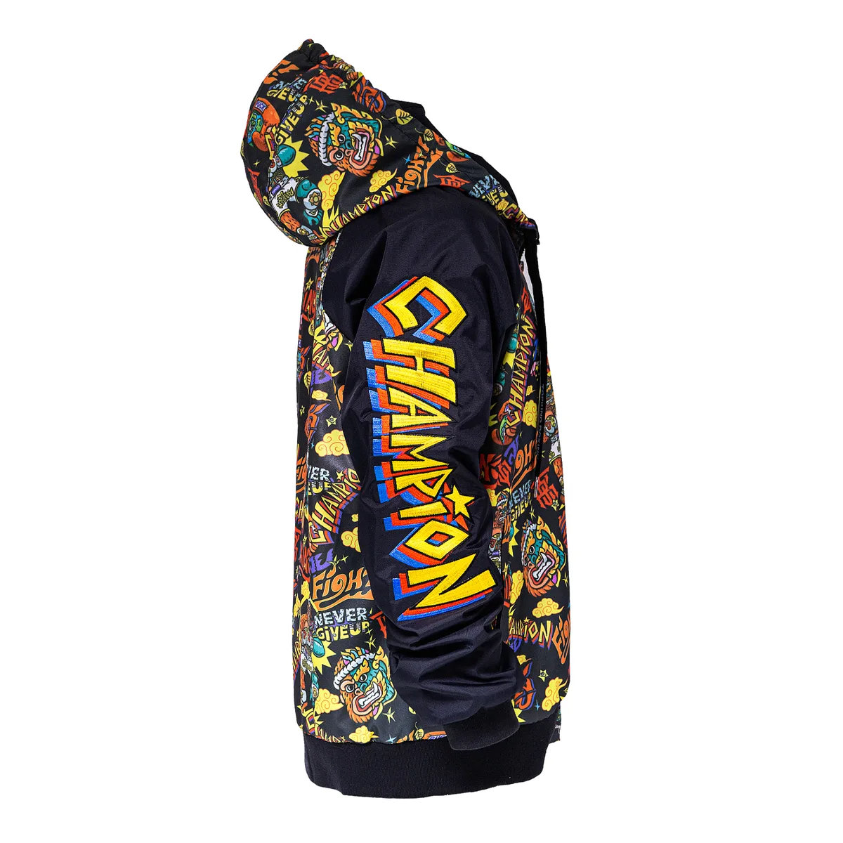 Задна част на суитшърта TOPKING X PUCK JACKETS, изобразяваща изчистения дизайн.
