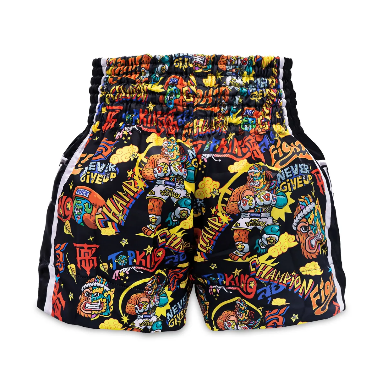 Изглед отзад на черни шорти Top King X Puck Thai Boxing Shorts 01