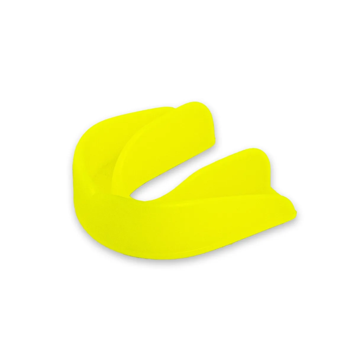Протектор за уста Top King Thai Mouth Guard в жълт цвят, изглед отстрани, подчертаващ извивките за комфортно прилягане.
