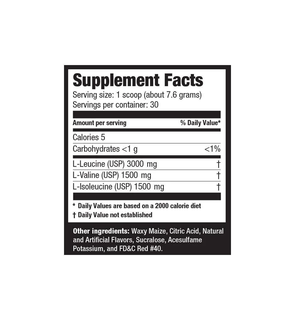 Ultimate Nutrition BCAA 12,000 Powder 228 гр. - хранителна таблица