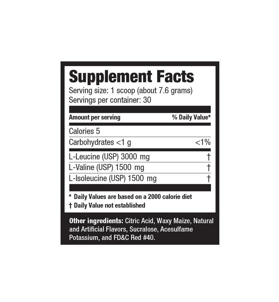 Ultimate Nutrition BCAA 12,000 Powder 228 гр. - хранителна таблица