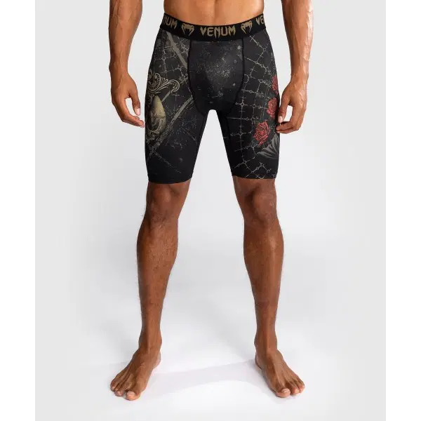 Къс клин - Venum Santa Muerte 5.0 Men’s Vale Tudo Shorts - Deep Black/Gold