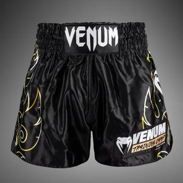 Муай Тай Шорти - Venum VTC Flames Muay Thai Shorts - Black/Gold