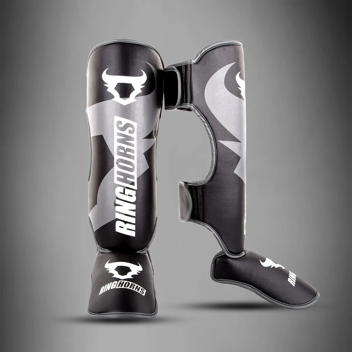 Venum Ringhorns Charger by Venum Shin Guards and Foot Protectors - Black, преден изглед