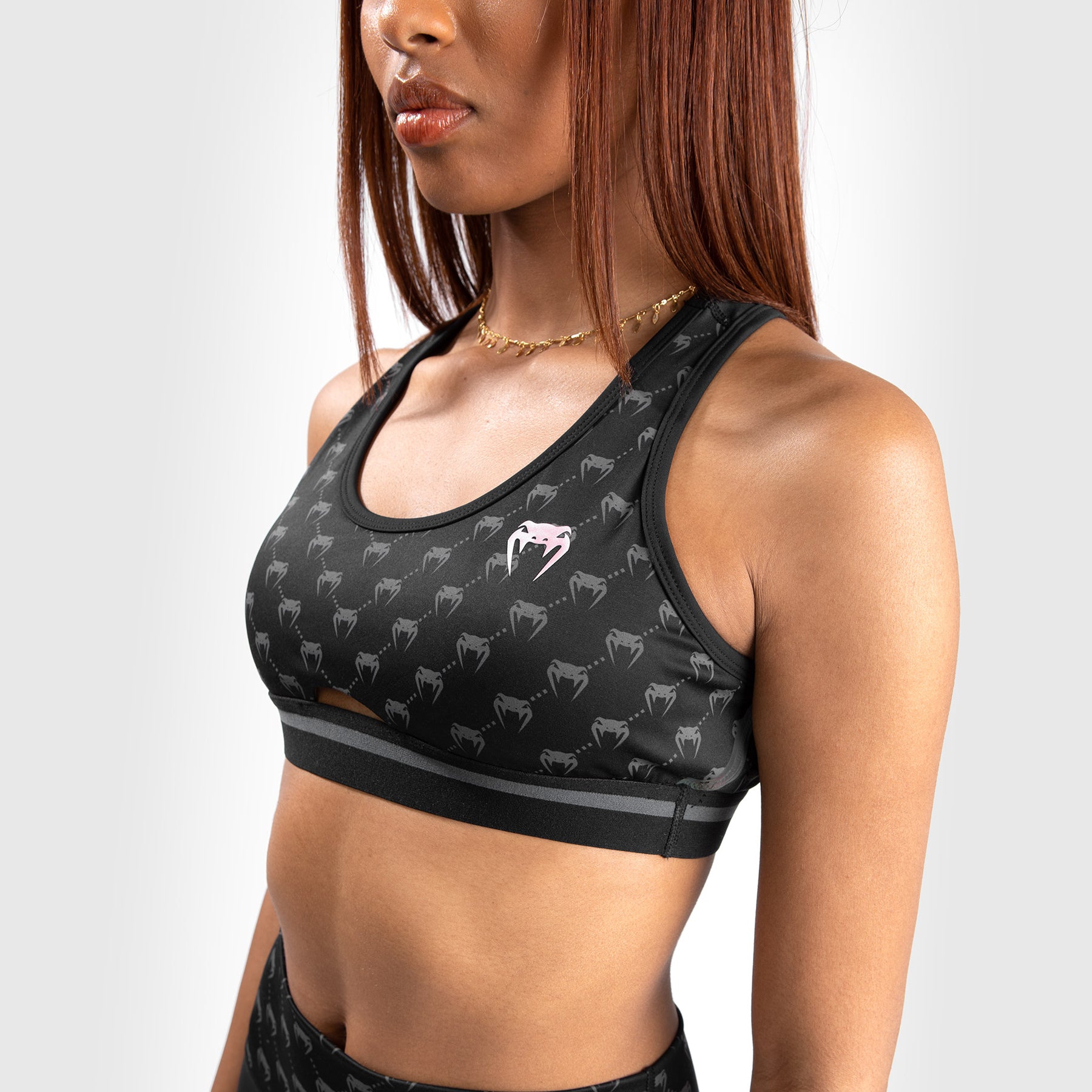 Venum Спортно бюстие - Venum Monogram Sports Bra - Black/Pink Gold детайлен изглед