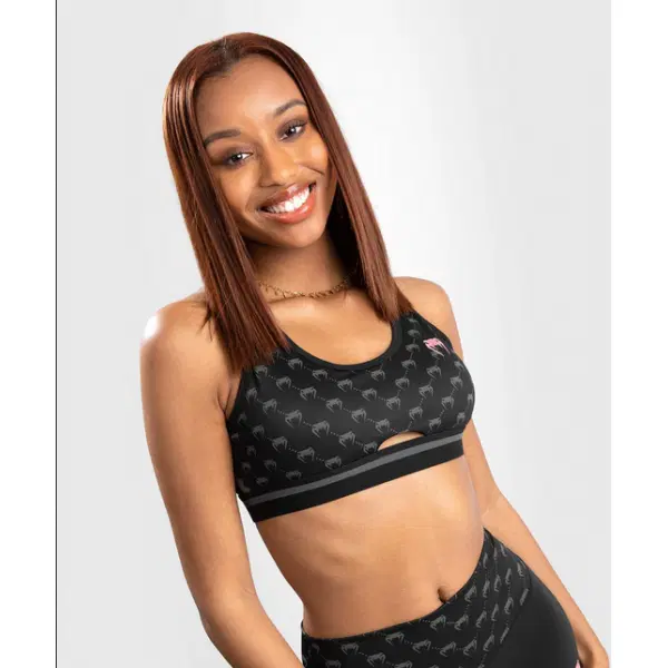 Спортно бюстие - Venum Monogram Sports Bra - Black/Pink Gold
