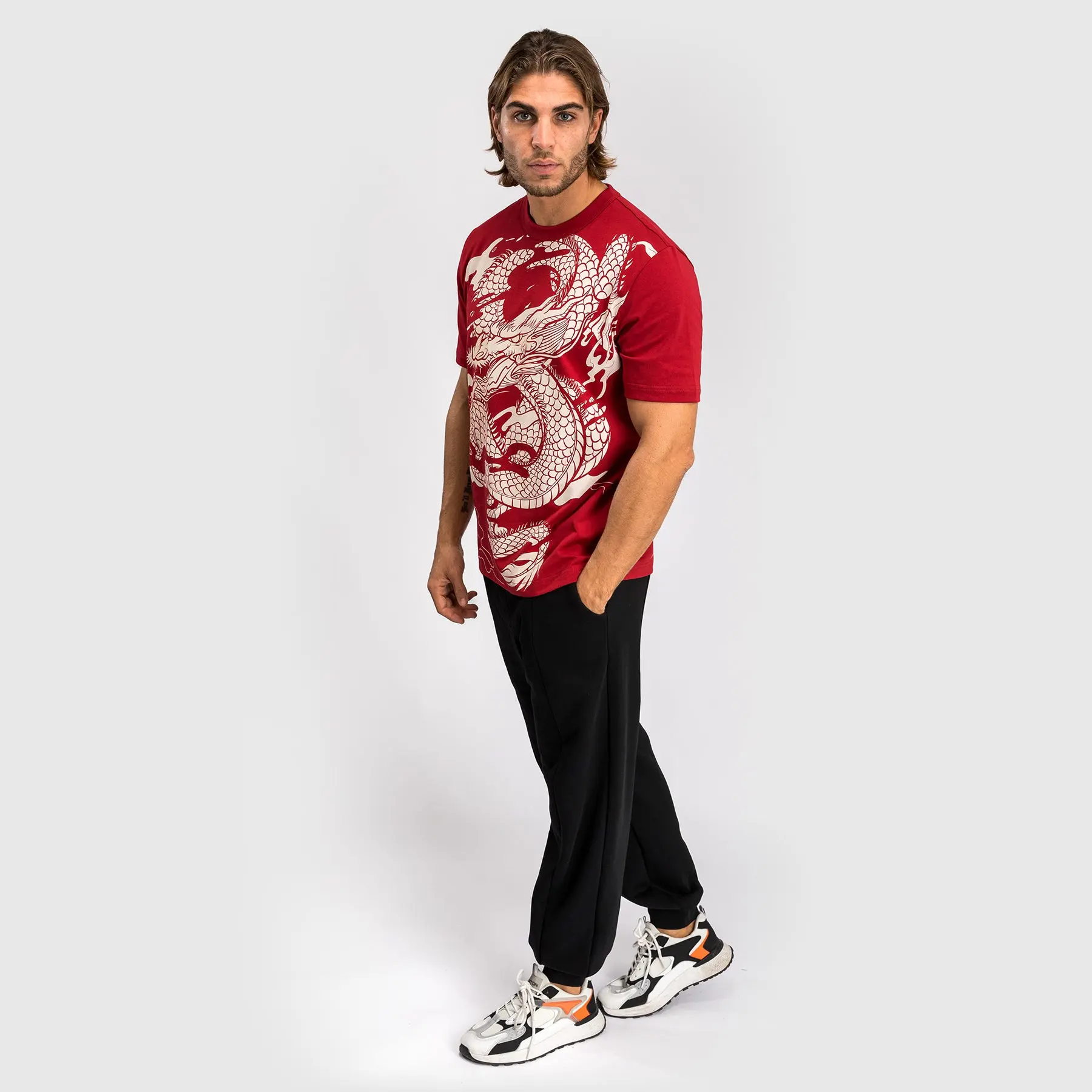 Тениска - Venum Dragon's Flight Men's T-Shirt - Cherry Red/Cream White - снимка отстрани