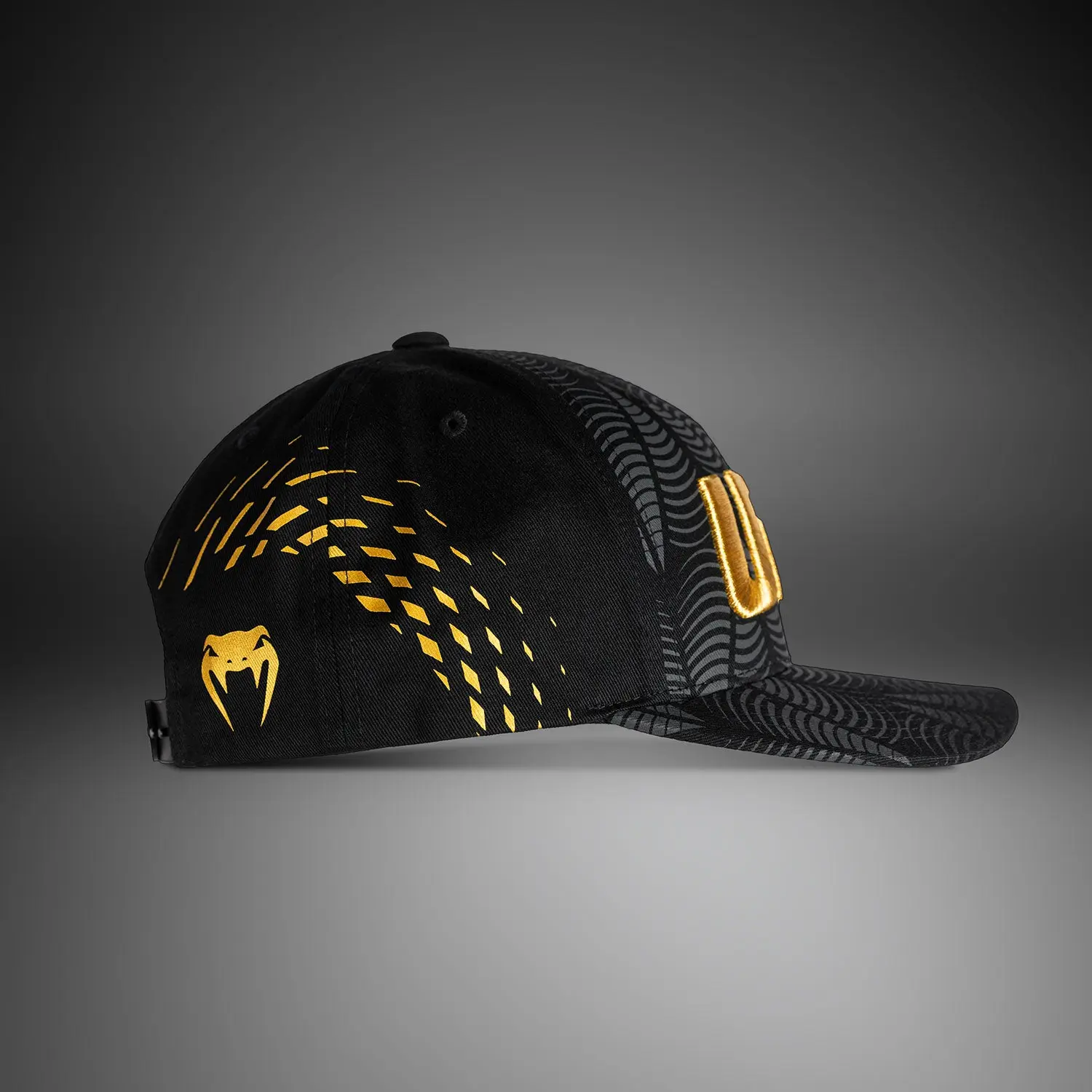 Venum Шапка - UFC Adrenaline Authentic Fight Night Hat - Black/Gold, страничен изглед с лого Venum