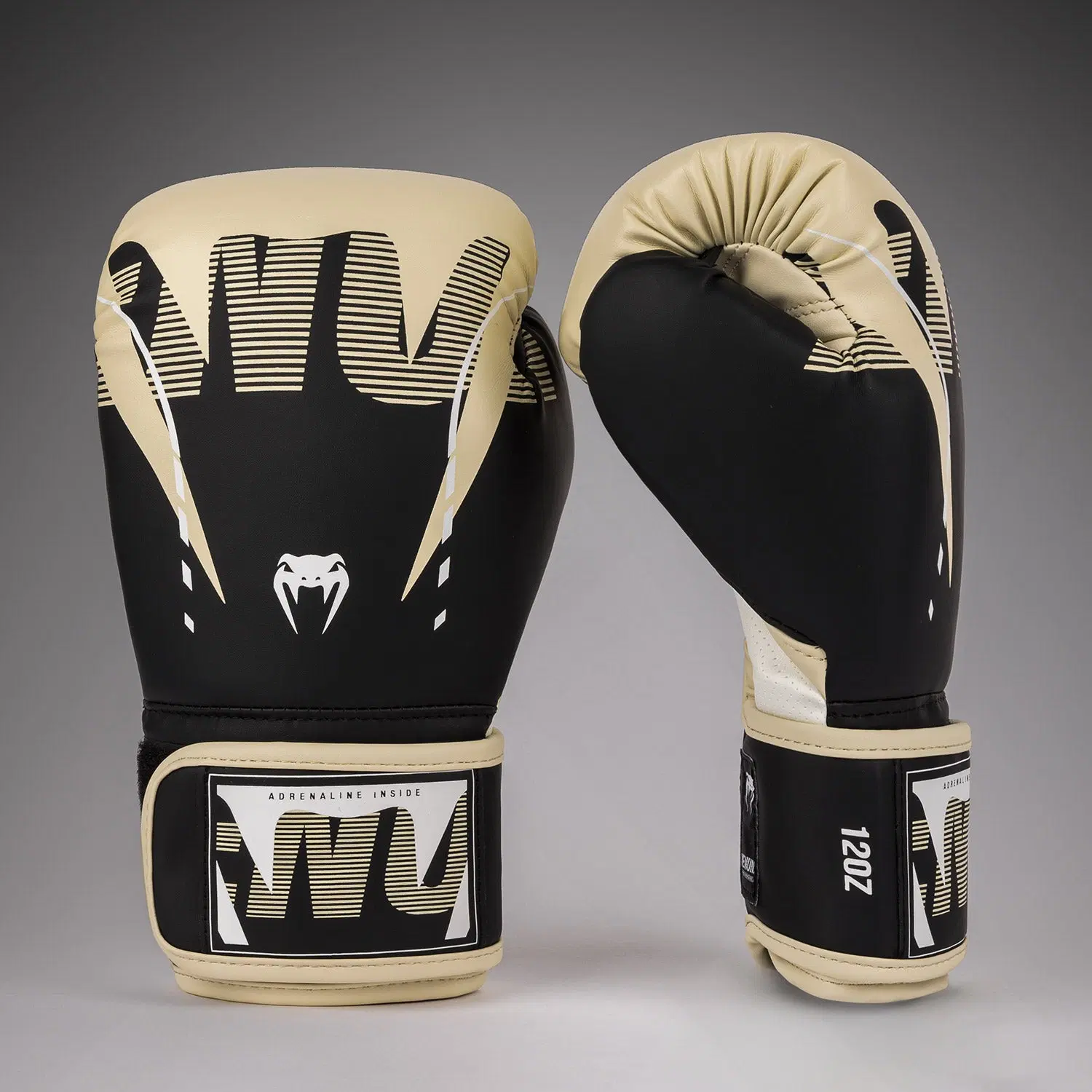 Venum Adrenaline Boxing Gloves - Black/ Ivory, преден изглед