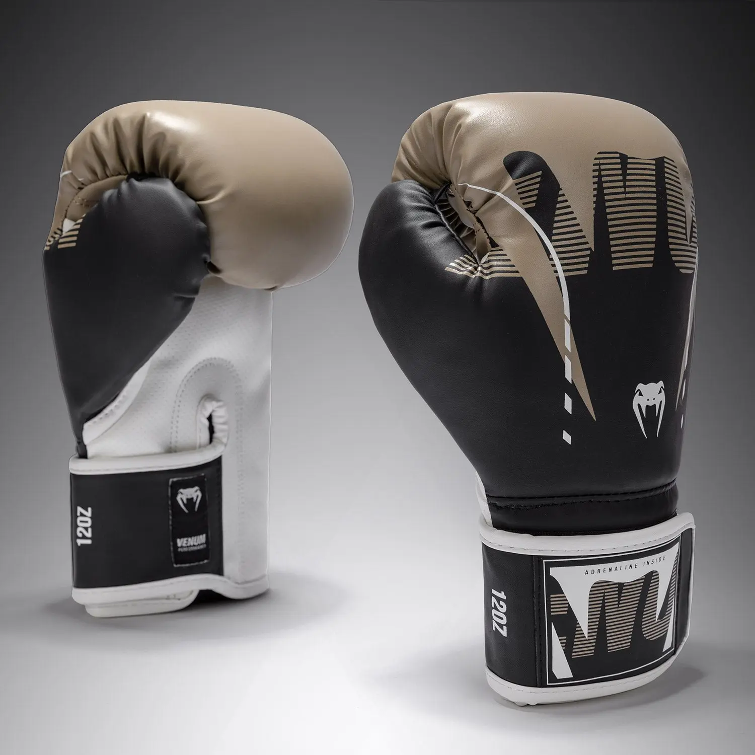 Venum Adrenaline Boxing Gloves - Black/Sand - страничен изглед
