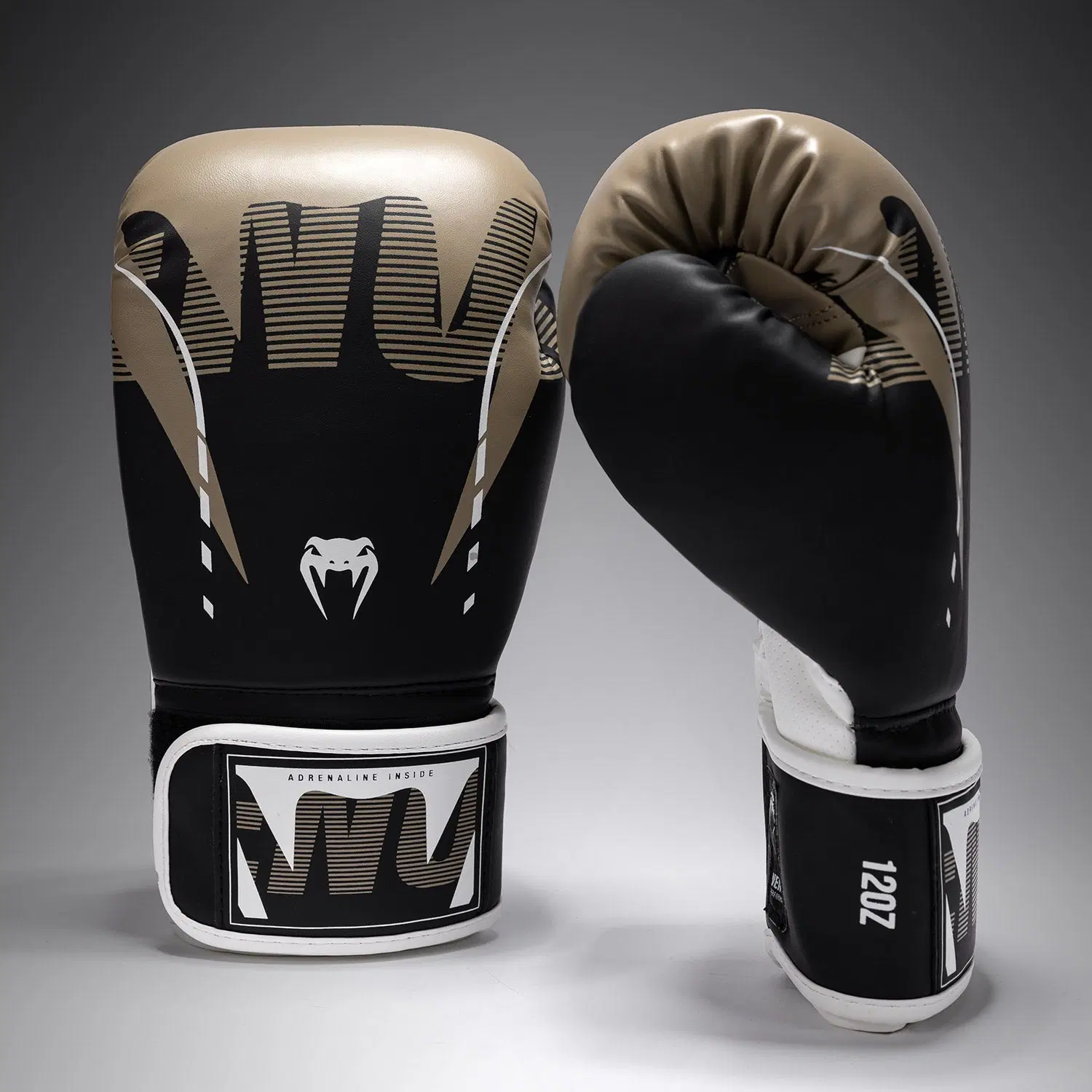 Venum Adrenaline Boxing Gloves - Black/Sand - преден изглед